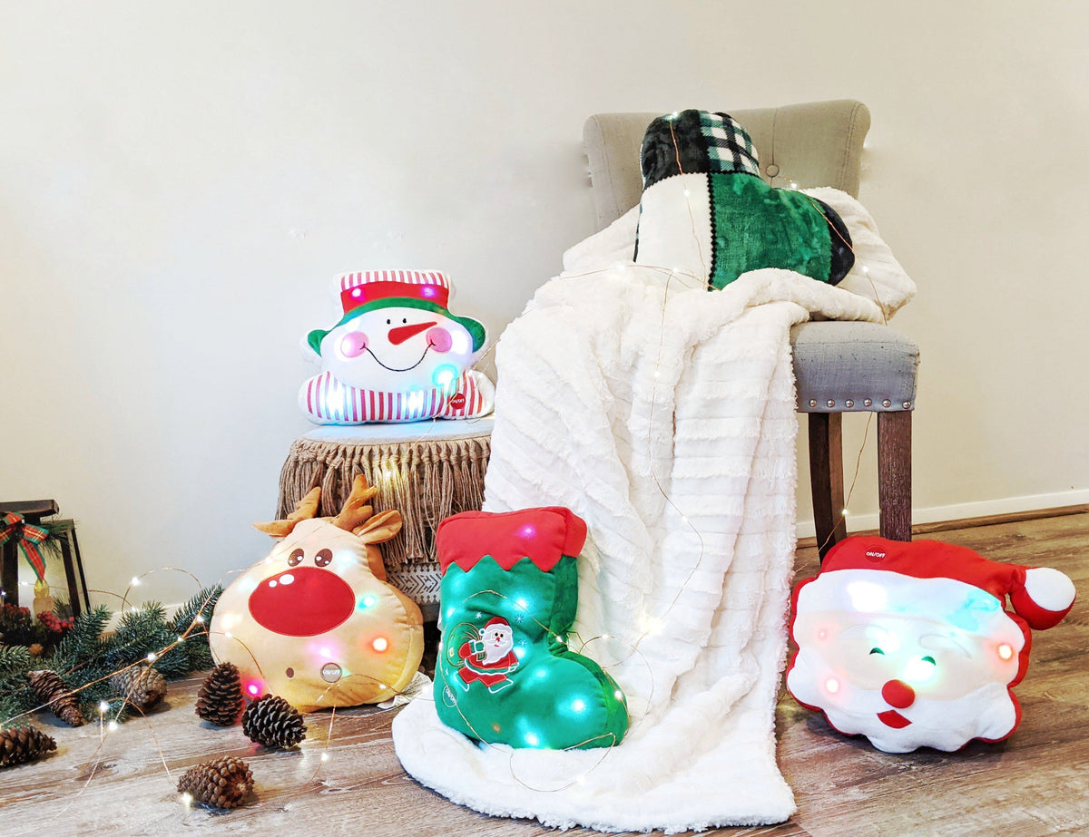 Santa Claus Microbead LED Light-Up Christmas Pillow, 12x12 Inch – view 5