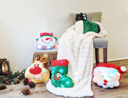 Santa Claus Microbead LED Light-Up Christmas Pillow, 12x12 Inch – view 5