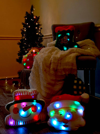 Santa Claus Microbead LED Light-Up Christmas Pillow, 12x12 Inch – view 6
