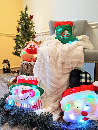 Santa Claus Microbead LED Light-Up Christmas Pillow, 12x12 Inch – view 9