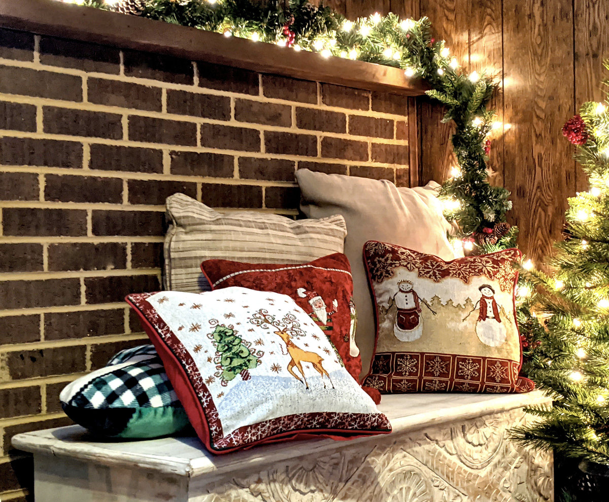 Mr. and Mrs. Snowman Couple Woven Tapestry Christmas Pillow Cover – view 10