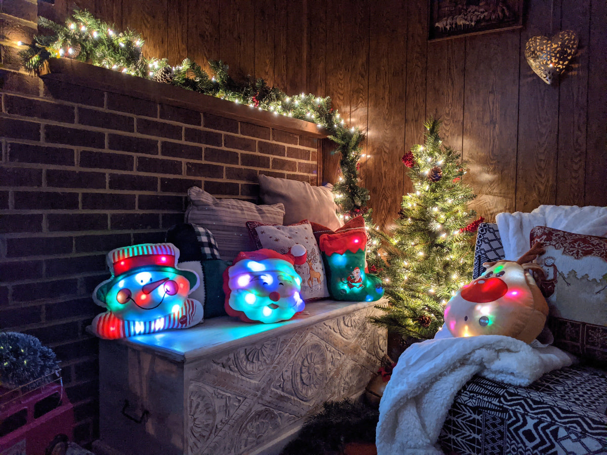 Christmas Santa Stocking Microbead LED Light-Up Throw Pillow – view 5