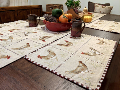Country Farmhouse Rooster and Hens Woven Tapestry Placemat Set – view 3