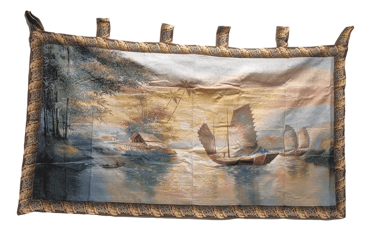 Exotic Ships on the Horizon Coastal Tapestry Wall Hanging, 28 x 55 – view 3