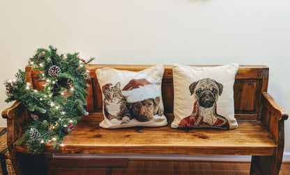 Christmas Dog and Cat Woven Tapestry Throw Pillow Cover, 18 x 18 – view 13