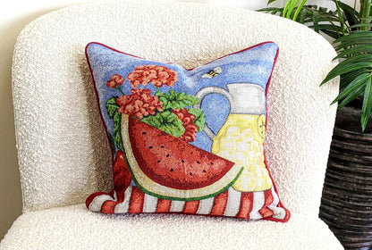 Fruity Drinks Watermelon Lemonade Woven Tapestry Pillow Cover – view 7