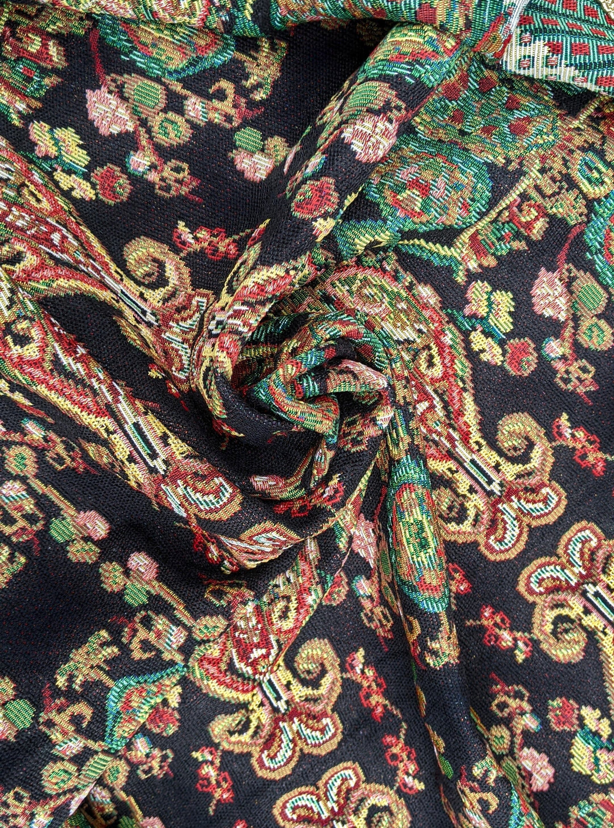 Elegant Black Ornate Paisley Woven Tapestry Tablecloth – view 13