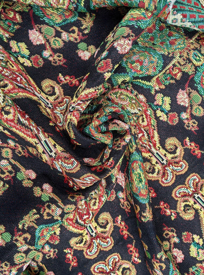 Elegant Black Ornate Paisley Woven Tapestry Tablecloth – view 13