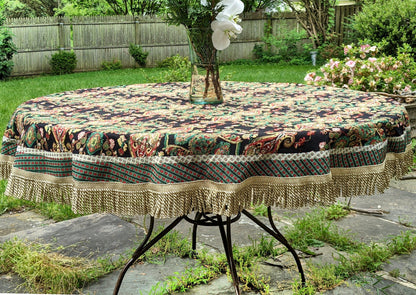 Elegant Black Ornate Paisley Woven Tapestry Tablecloth – view 8