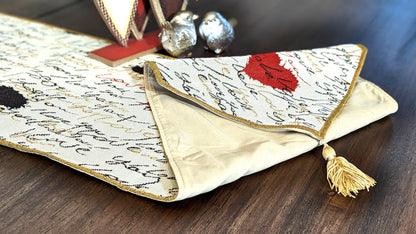 Romantic I Love You Valentine's Beige Woven Tapestry Table Runner – view 6
