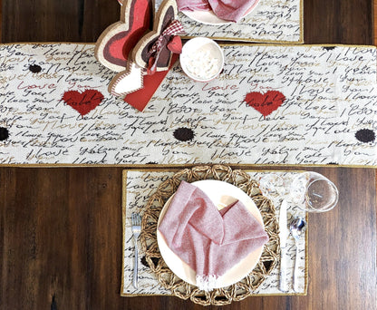 Romantic I Love You Valentine's Beige Woven Tapestry Table Runner – view 7