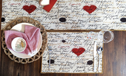 Golden Beige Love Letter Woven Tapestry Placemat Set – view 12