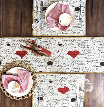 Romantic I Love You Valentine's Beige Woven Tapestry Table Runner – view 12