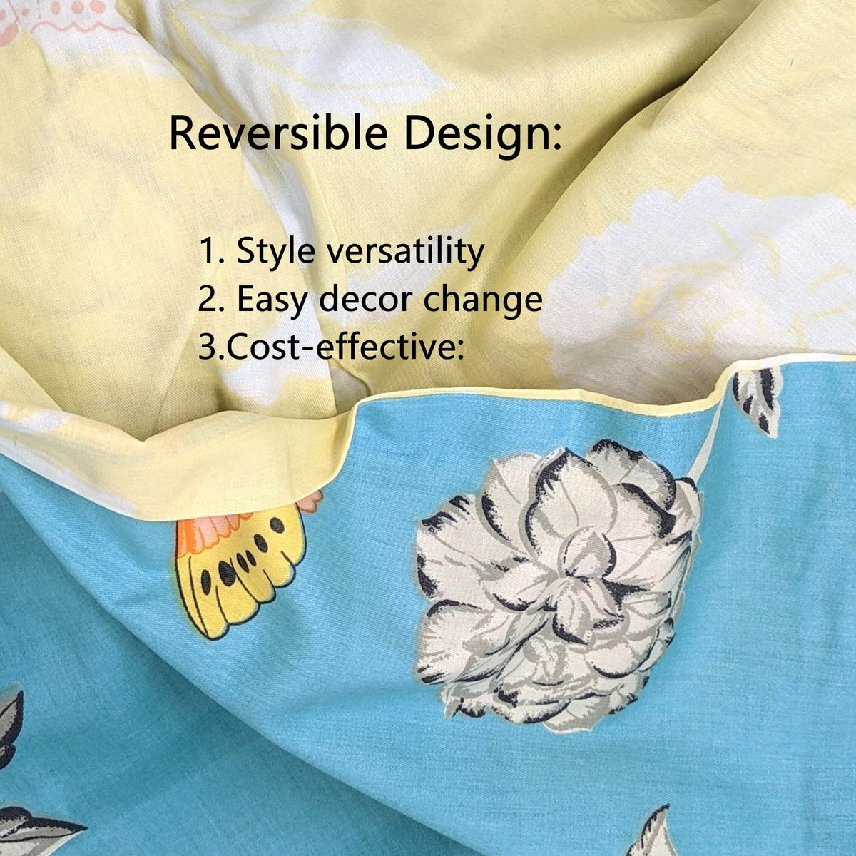 Butterfly Wonderland Aqua Floral Cotton Duvet Cover Set – view 2