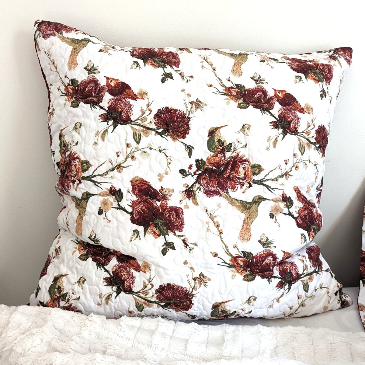 Vintage Floral Hummingbird Microfiber Euro Sham and Cushion Covers – view 7