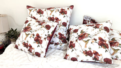 Vintage Floral Hummingbird Microfiber Euro Sham and Cushion Covers – view 5