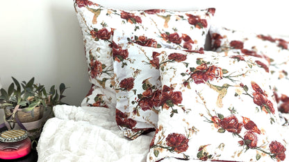 Vintage Floral Hummingbird Microfiber Euro Sham and Cushion Covers – view 6