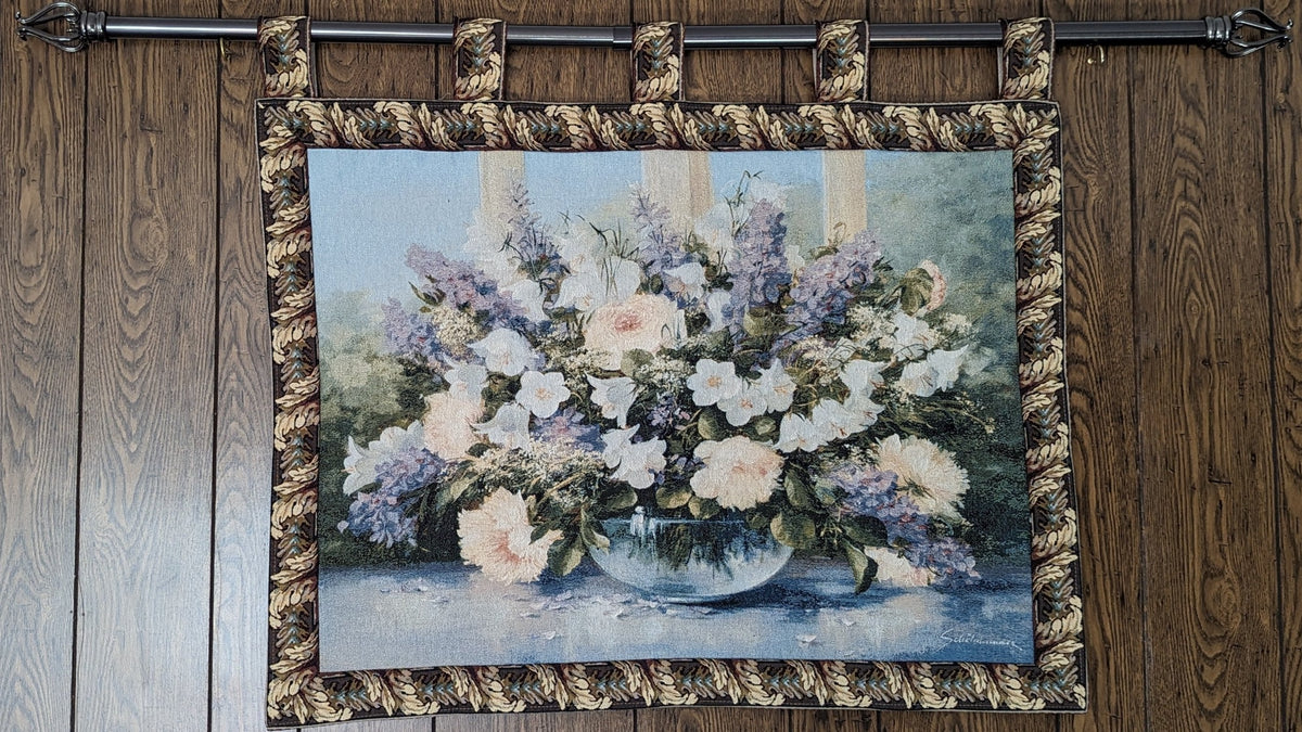 Cotton Polyester Tapestry Wall Hanging, Floral Bouquet 33 x 24 Inch