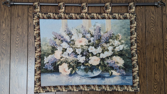 Cotton Polyester Tapestry Wall Hanging, Floral Bouquet 33 x 24 Inch