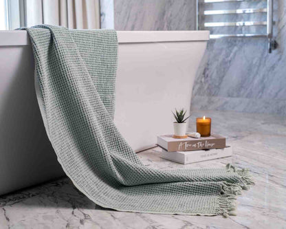 Waffle Weave Organic Cotton Turkish Towel, Stone Washed Bath and Hand – view 25