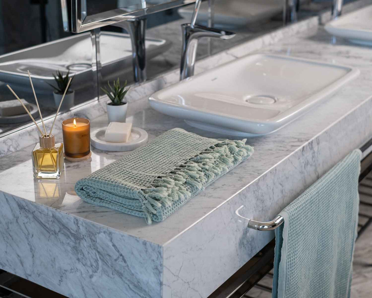 Waffle Weave Organic Cotton Turkish Towel, Stone Washed Bath and Hand – view 28