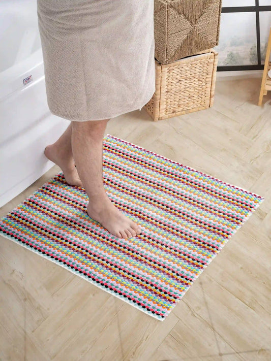 Turkish Cotton Jacquard Pom Pom Bath Mat