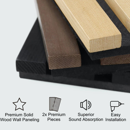 Walnut Acoustic Solid Wood Slat Wall Panels, 2 Panels Per Box – view 2