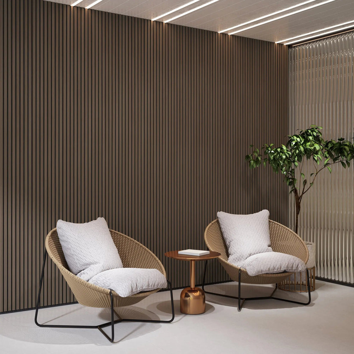 Walnut Acoustic Solid Wood Slat Wall Panels, 2 Panels Per Box – view 7