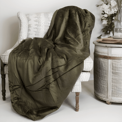 Evergreen Green Micro Fleece and Sherpa Throw Blanket – view 6
