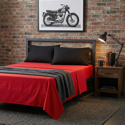 Red and Black 100% Cotton Sheet Set for Modern Bedding – view 2