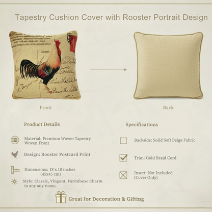 Rooster Postcard European Farmhouse Woven Tapestry Pillow Cover – view 8