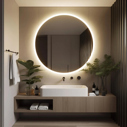 Round LED Bathroom Vanity Mirror with Dimmable Lights and Defogger – view 2