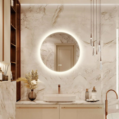Round LED Bathroom Vanity Mirror with Dimmable Lights and Defogger – view 3