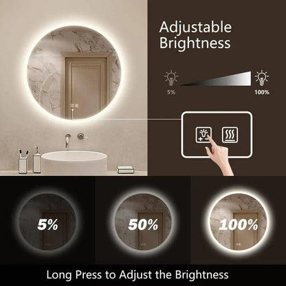 Round LED Bathroom Vanity Mirror with Dimmable Lights and Defogger – view 5