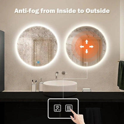Round LED Bathroom Vanity Mirror with Dimmable Lights and Defogger – view 7