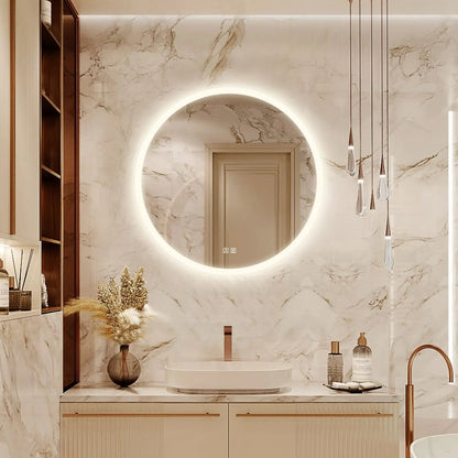 Round LED Bathroom Vanity Mirror with Dimmable Lights and Defogger – view 10