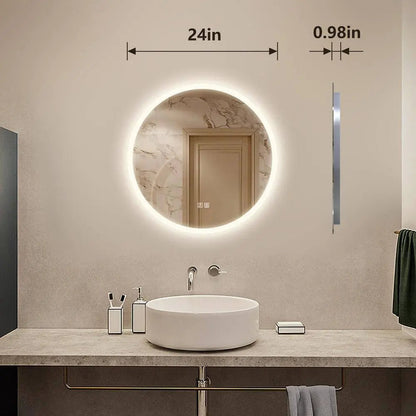 Round LED Bathroom Vanity Mirror with Dimmable Lights and Defogger – view 12