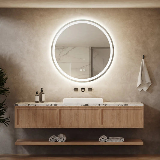 Round Led Mirror Bathroom Vanity Mirror With Dimmable Lights