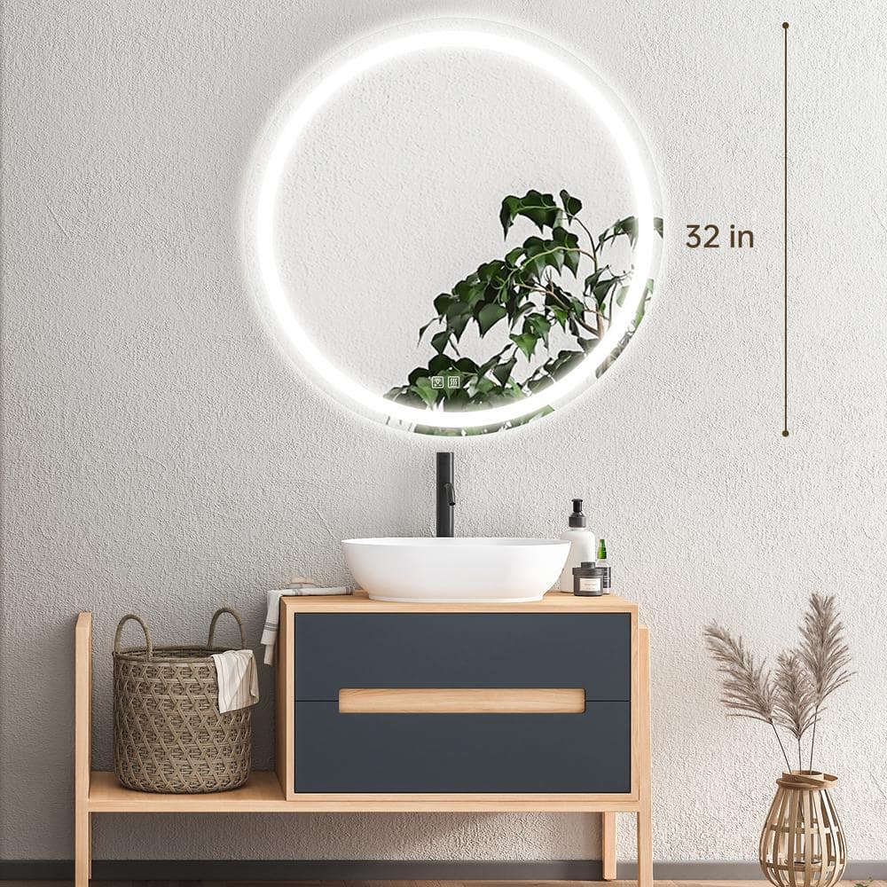 Round LED Bathroom Vanity Mirror with Dimmable Lights and Anti-Fog – view 3
