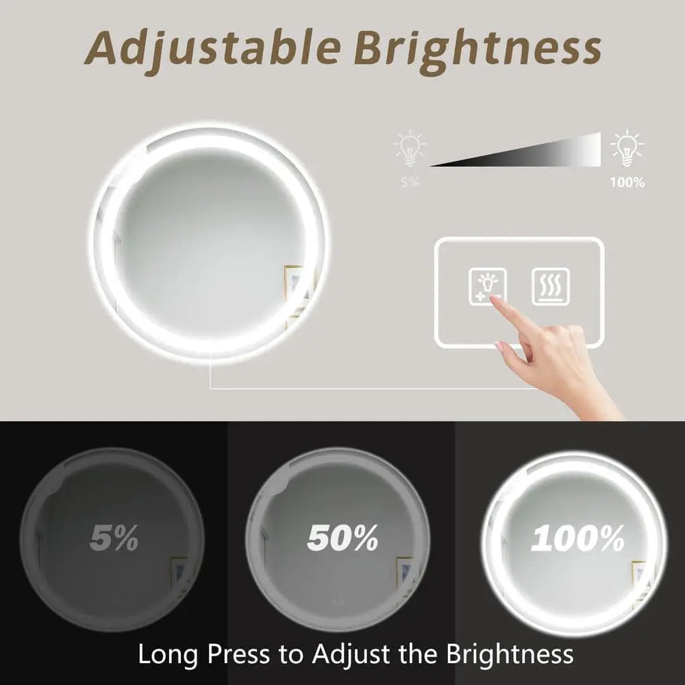 Round LED Bathroom Vanity Mirror with Dimmable Lights and Anti-Fog – view 6