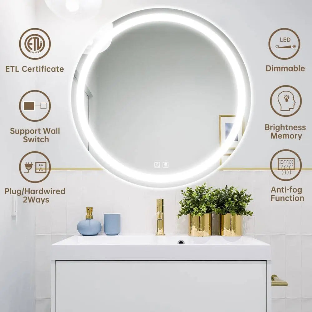Round LED Bathroom Vanity Mirror with Dimmable Lights and Anti-Fog – view 8