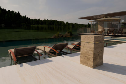 Travertine Marble Outdoor Side Table with Integrated LED Light – view 3
