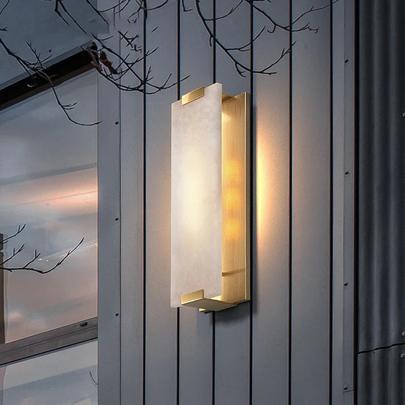 Natural Marble & Copper LED Wall Sconce for Modern Interiors