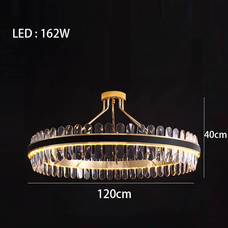 Dimmable LED Crystal Chandelier with Leather Accents, Oval or Round – view 23