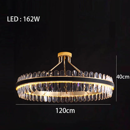 Dimmable LED Crystal Chandelier with Leather Accents, Oval or Round – view 23