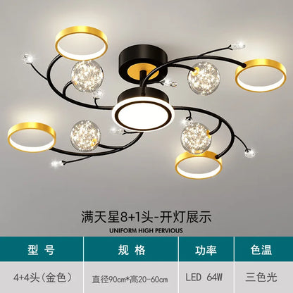 Modern Starry Gold Flush Mount Ceiling Light, Multi-Head – view 15