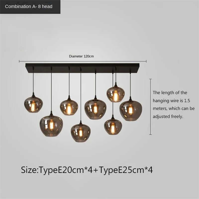 Smoky Grey Glass LED Nordic Pendant Chandelier for Kitchen Islands – view 22