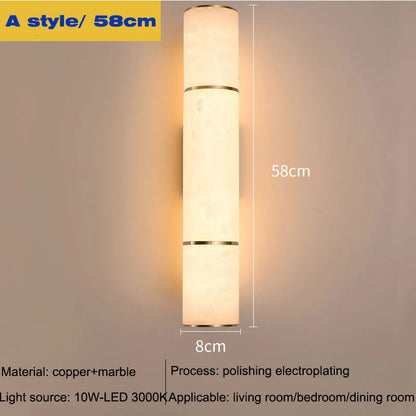 Modern Marble and Copper LED Wall Sconce – Up and Down Light – view 8