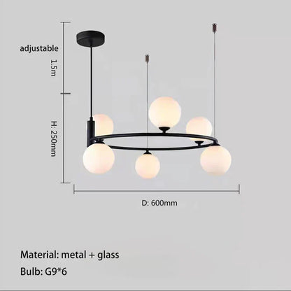 Nordic Glass Shade Ceiling Chandelier, 4 to 8 Lights, Gold or Black – view 10