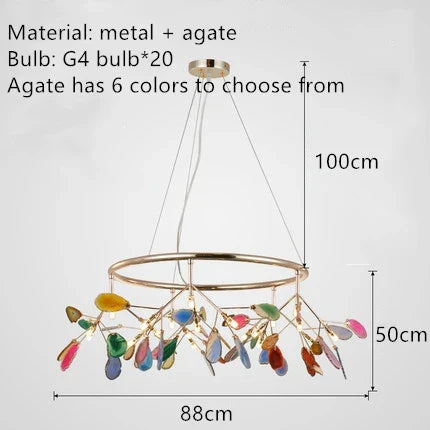 Nordic Colorful Agate LED Ceiling Chandelier with Leaf Design – view 13